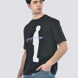 Camla Black Cotton Regular Fit Printed T-Shirts image 4