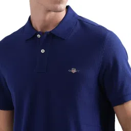 Gant Blue Cotton Regular Fit Polo T-Shirt image 5
