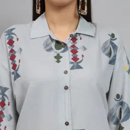 Newd Light Blue Cotton Blend Printed Co-Ord Set image 5