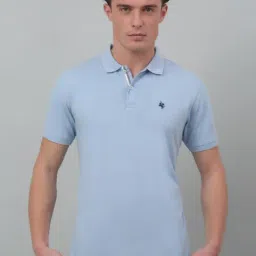 Cantabil Sky Blue Regular Fit Polo T-Shirt-image-25