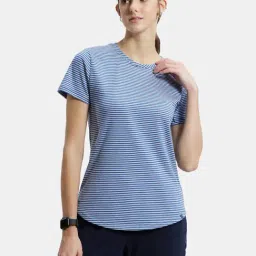 Jockey A121 Women's Super Combed Cotton Stripe Fabric Relaxed Fit Round Neck Half Sleeve T-Shirt-image-12
