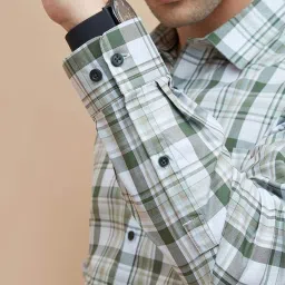 Code By Lifestyle Olive Regular Fit Checks Shirt image 5