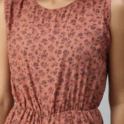 showoffff SHOWOFF Peach Floral Printed Jumpsuit image 5