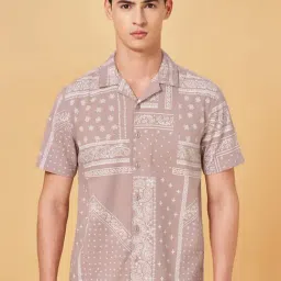 People By Pantaloons Peach Whip Regular Fit Printed Shirt-picture-11