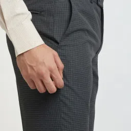 Park Avenue Grey Regular Fit Checks Trousers image 5