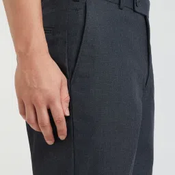 Park Avenue Blue Regular Fit Striped Trousers image 5