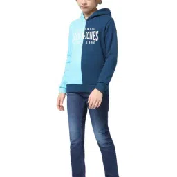 Jack & Jones Junior Blue Color Block Full Sleeves Sweatshirt image 3