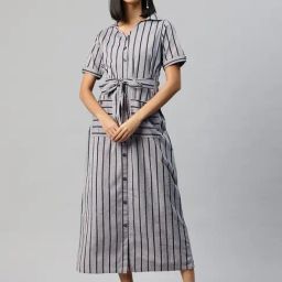 Cottinfab Grey Stripes Shirt Dress-picture-20