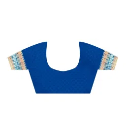 Elora Blue Soft Silk Woven Design Saree image 5