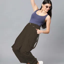 Kotty Brown Cotton Plain Trousers image 5