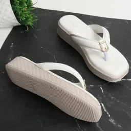 Iconics Women's White Thong Wedges-image-13