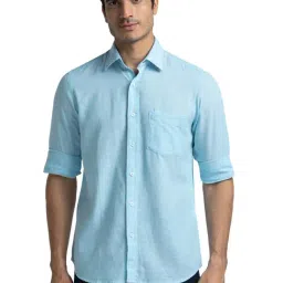 ColorPlus Blue Linen Tailored Fit Shirt-image-37