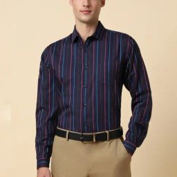 Allen Solly Navy Slim Fit Striped Shirt-picture-12