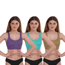 AROUSY Purple & Blue Cotton Bra Panty Set - Pack Of 3-picture-43