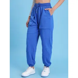 Lounge Dreams Blue Cotton Solid Joggers image 4