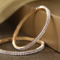 Priyaasi Set Of 2 Gold-Plated American Diamond Studded Bangles-picture-14