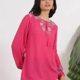 W Pink Printed Top image 3