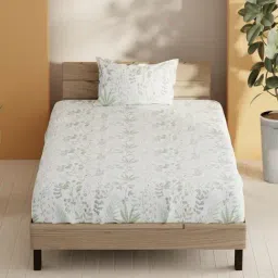Bianca Sienna Multicolor Cotton Floral 144 TC Single Flat Bedsheet with 1 Pillow Cover image 3