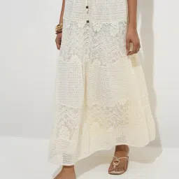 LOV by Westside Off-White Lace Detailed High-Rise Cotton Skirt-picture-38