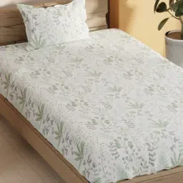 Bianca Sienna Multicolor Cotton Floral 144 TC Single Flat Bedsheet with 1 Pillow Cover image 2