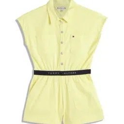 Tommy Hilfiger Girls Yellow Solid Relaxed Fit Jumpsuit-image-24