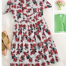 Bella Moda Kids White Floral Print Fit & Flare Dress-image-28