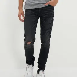 American Eagle Outfitters Black Cotton Super Skinny Fit Distressed Jeans-image-61