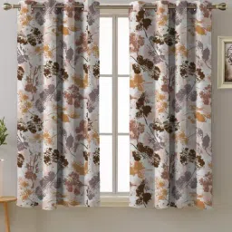 SPACES DRAPE STORY Elegent Digital Print Brown & Mustard Polyester 5 ft Window Curtains - Set of 2-picture-35