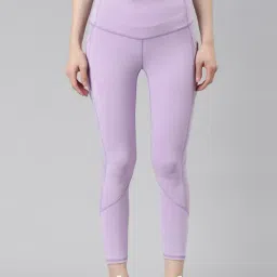 Enamor Purple Self Pattern Sports Leggings-image-39
