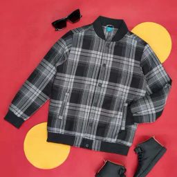 YU by Pantaloons Kids Grey & Black Cotton Chequered Full Sleeves Jacket-picture-13