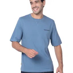Timberland Blue Regular Fit Logo Print Crew T-Shirt-picture-3
