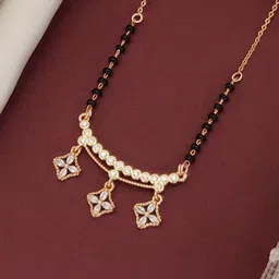 ABDESIGNS Rose Gold-Plated Artificial Stones and Beads Mangalsutra-image-63