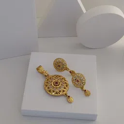 V.K.PAYAL.JEWELLERY Gold-Plated Artificial Stones Studded Pendant and Earrings image 1