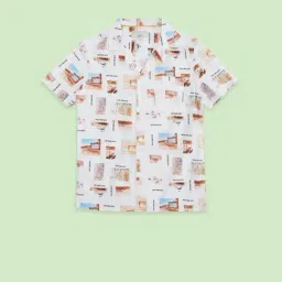 Pantaloons Junior White & Brown Cotton Printed Shirt-image-40