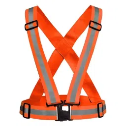 Rahul Professionals Cross Belt Reflective Jacket High Visibility Adjustable Silver Reflective Stripe Color Orange Free Size (Pack of 15)-image-93
