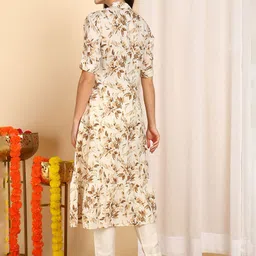 Moda Rapido Women Floral Printed Daily Cotton A-Line Kurtas image 4