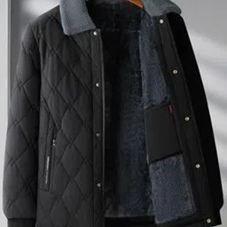 Mast & Harbour Men Spread Collar Solid Quilted Jacket image 5