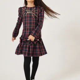 One Friday Girls Multi Regular Fit Chequered Dress-picture-14