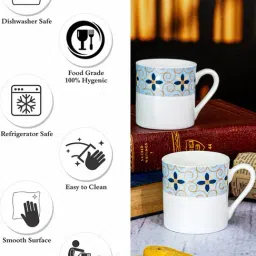 SONAKI White Bone China Mug - Set of 6 (140 ml) image 5