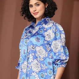 plusS Women Ethnic Motifs Printed Shirt Collar Top image 5