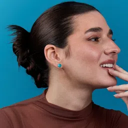 MINUTIAE Silver-Plated Pearls Studded Spherical Shaped Studs image 4