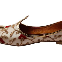 deeuco Men's Ethnic Cream Embroidery Design Wedding and Sherwani Jutti,Mojari image 4