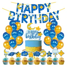 Zyozi Twinkle Twinkle Little Star Theme Party Decorations Blue - Pack of 37-picture-23