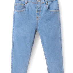 Babyhug Denim Washed Full Length Jeans With Stretch Solid Colour - Medium Blue-picture-35