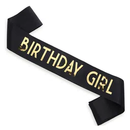 Wobbox Happy Birthday Sash Birthday Girl Sash Birthday Decoration Items Black -Pack Of 1-image-48