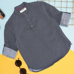 Pantaloons Junior Full Sleeves Abstract Printed Shirt - Navy Blue-image-84