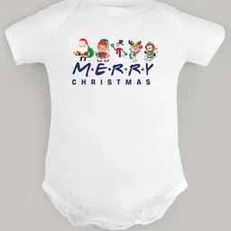 FFlirtygo Christmas Theme Cotton Half Sleeves Merry Christmas Printed Onesie - White-picture-22