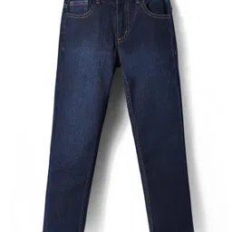 Pine Kids Denim Woven Full Length Washed Jeans - Navy Blue-picture-27