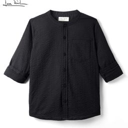 arias by lara dutta Arias 100% Cotton Woven Full Sleeves Mandarin Collar Shirt With Textured Design - Black-picture-12