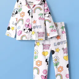 kookie kids india disney Kookie Kids Disney Single Jersey Knit Full Sleeves Co-Ord Night Suit With Minnie Mouse Print - White-picture-23